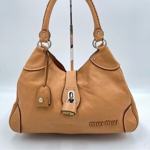 MIU MIU Nappa Leather Expandable Shoulder Bag With Lock & Key